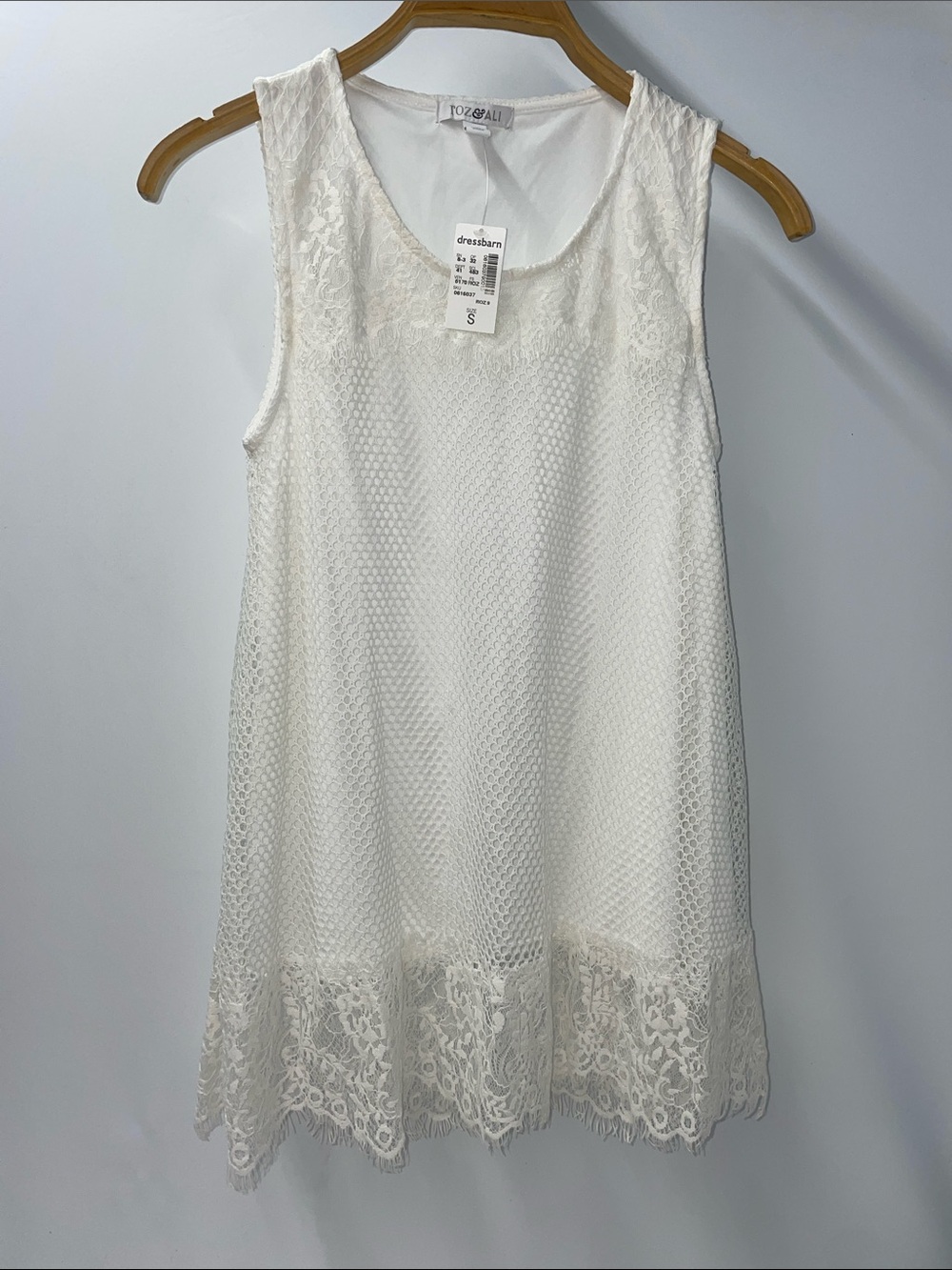 ROZ & ALI WHITE LACE WOMENS TANK TOP FTL-09-078